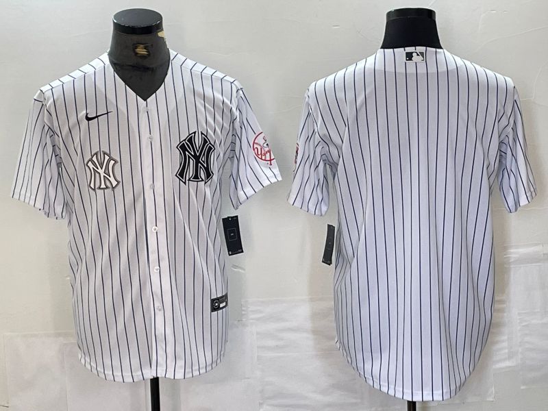 Men New York Yankees Blank White Stripe Second generation joint name Nike 2024 MLB Jersey style 2